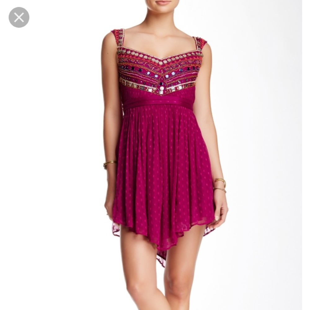 Free People Jeweled Chevron Mini Dress